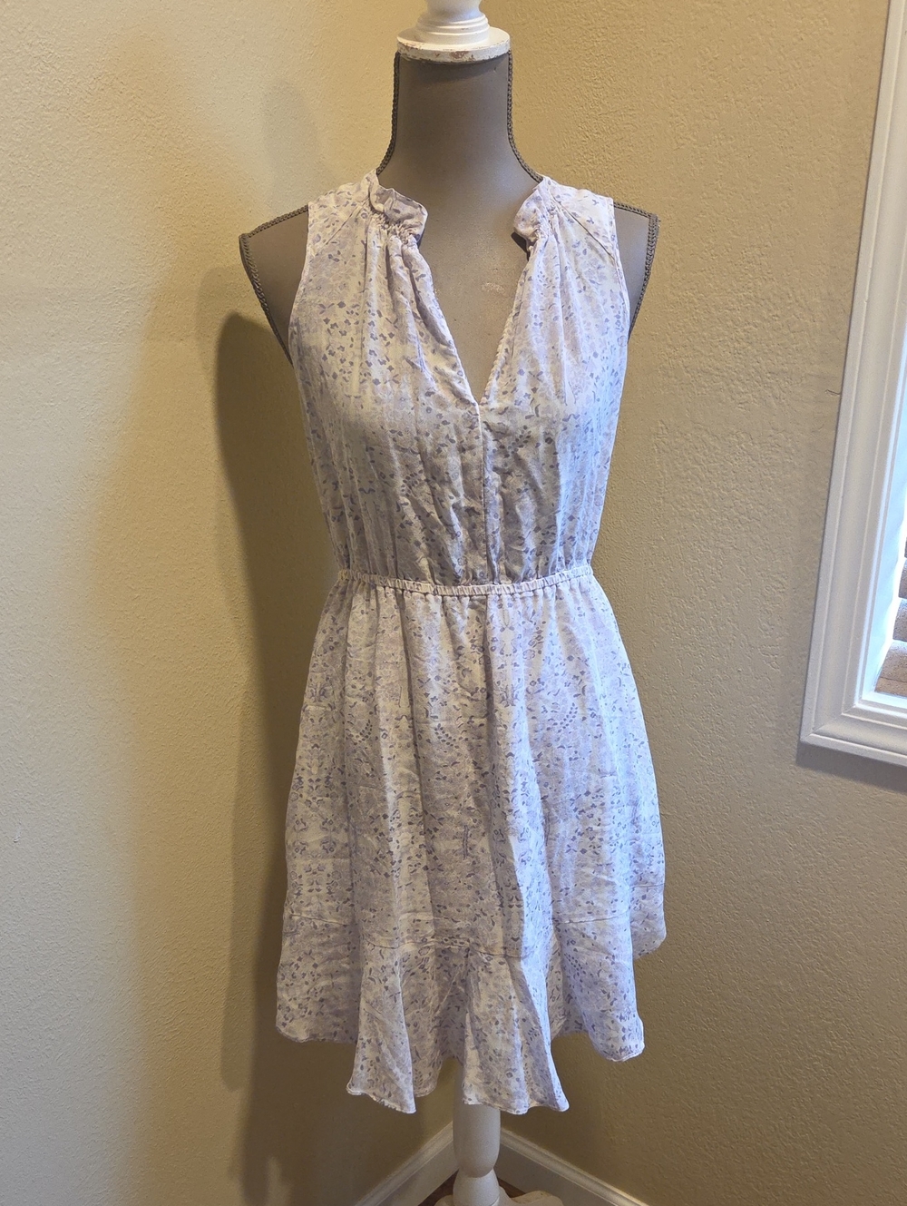 Rebecca Taylor Light Lavender Floral Silk Sleeveless Summer Dress